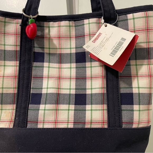 Gymboree Other - NWT Gymboree canvas tote plaid with apple charm